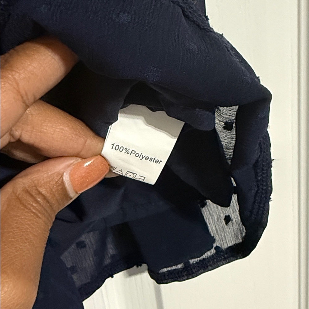 Navy Ruffle Blouse - Picture 6 of 8